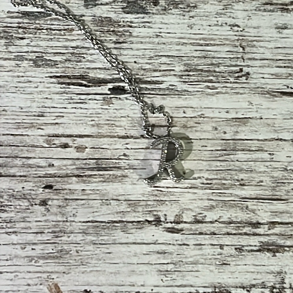 Jared R initial diamond necklace